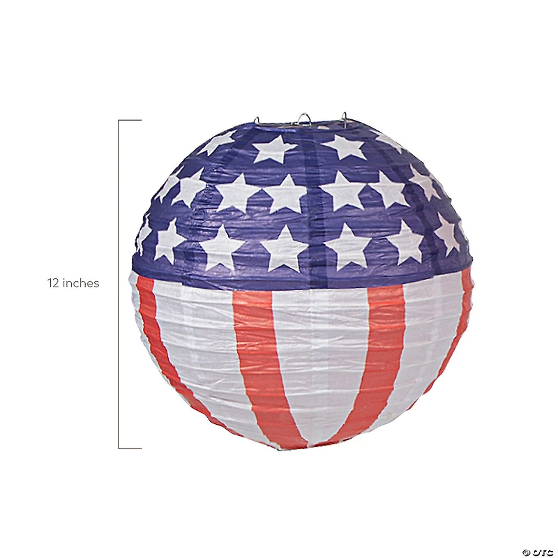 12" Patriotic Flag Hanging Paper Lanterns - 12 Pc.