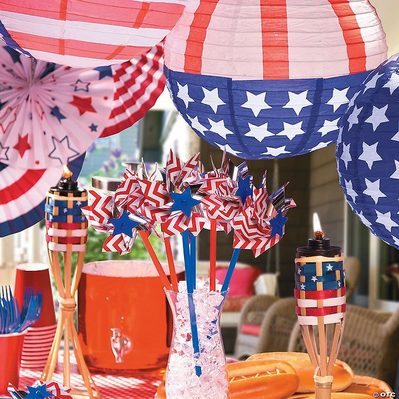 12" Patriotic Flag Hanging Paper Lanterns - 12 Pc.