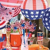 12" Patriotic Flag Hanging Paper Lanterns - 12 Pc.