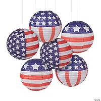 12" Patriotic Flag Hanging Paper Lanterns - 12 Pc.