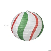 12" Peppermint Candy Cane Balloon Hanging Paper Lanterns - 12 Pc.