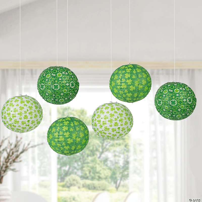 12" St. Patrick's Day Prints Hanging Paper Lanterns - 6 Pc.