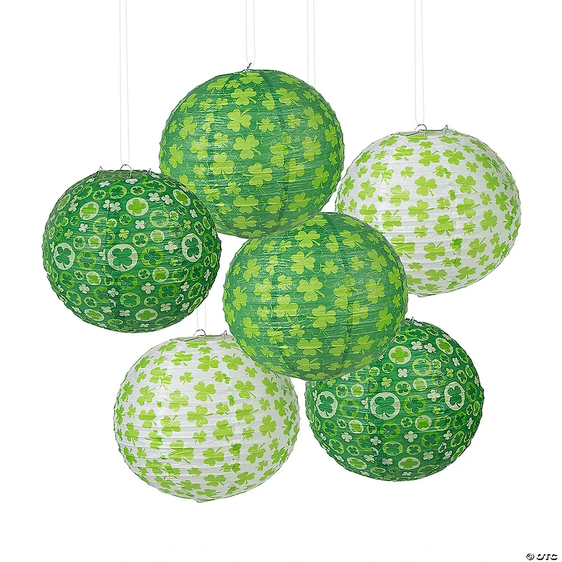 12" St. Patrick's Day Prints Hanging Paper Lanterns - 6 Pc.