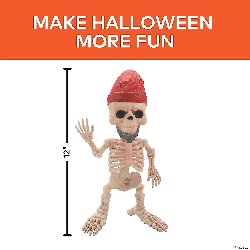 12" Standing Gnome Skeleton Halloween Decoration