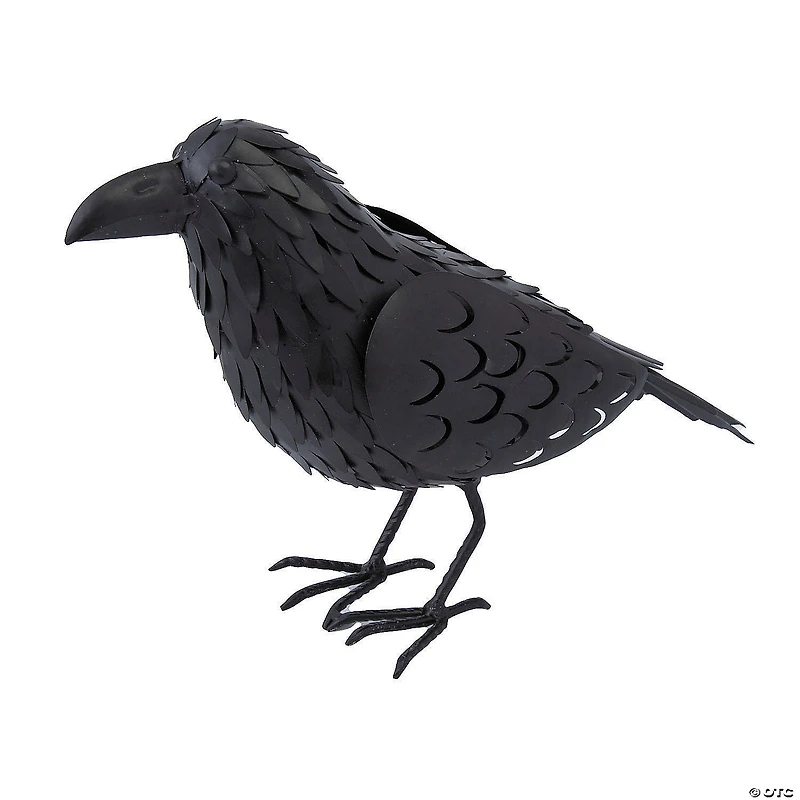 12" Standing Metal Black Crow Halloween Decoration