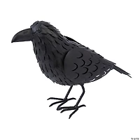 12" Standing Metal Black Crow Halloween Decoration