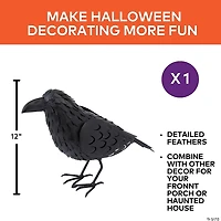 12" Standing Metal Black Crow Halloween Decoration