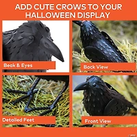 12" Standing Metal Black Crow Halloween Decoration
