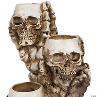 12" Triple Skulls Halloween Tea Light Candle Holder