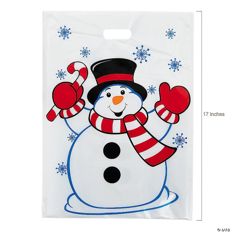 12" x 17" Bulk 50 Pc. Plastic Snowman Goody Bags