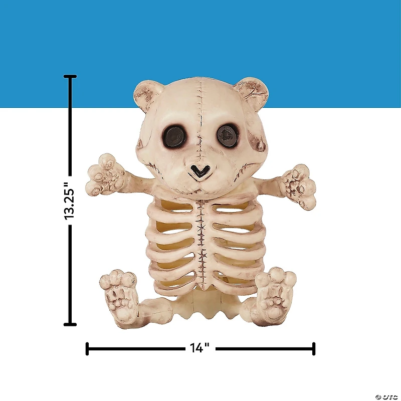 13 1/4" Sitting Bear Plastic Skeleton Halloween Tabletop Decoration