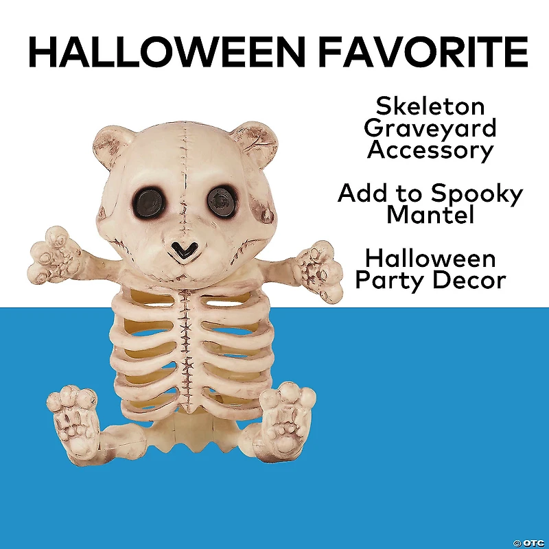 13 1/4" Sitting Bear Plastic Skeleton Halloween Tabletop Decoration