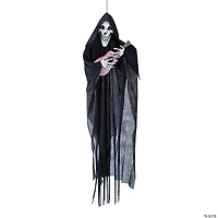 13 3/4" x 47 1/4" Hanging Animated Reaper with Guitar Halloween Decoration