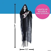 13 3/4" x 47 1/4" Hanging Animated Reaper with Guitar Halloween Decoration