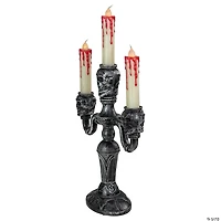 13.75" Antique Silver Skull Trio Halloween Candelabra