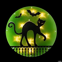 13.75" Lighted Black Cat Halloween Window Silhouette