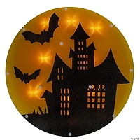 13.75" Lighted Haunted House Halloween Window Silhouette