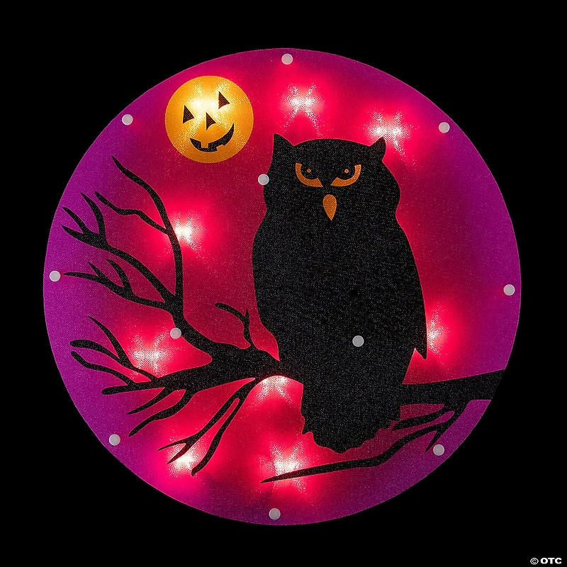 13.75" Lighted Owl Halloween Window Silhouette