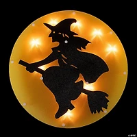 13.75" Lighted Witch on Broomstick Halloween Window Silhouette