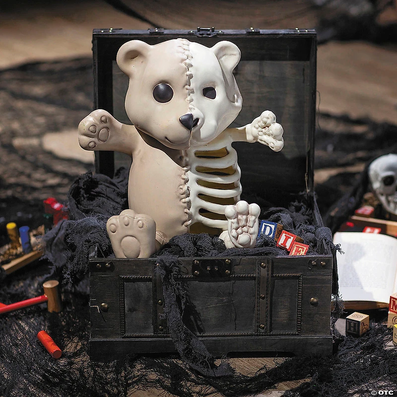 14 1/4" Half Bones Teddy Skeleton Halloween Decoration