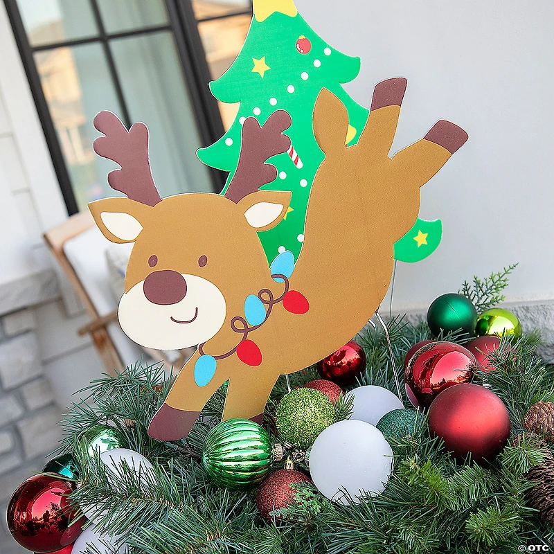 14" - 16 1/4" Christmas Reindeer Yard Stakes - 4 Pc.