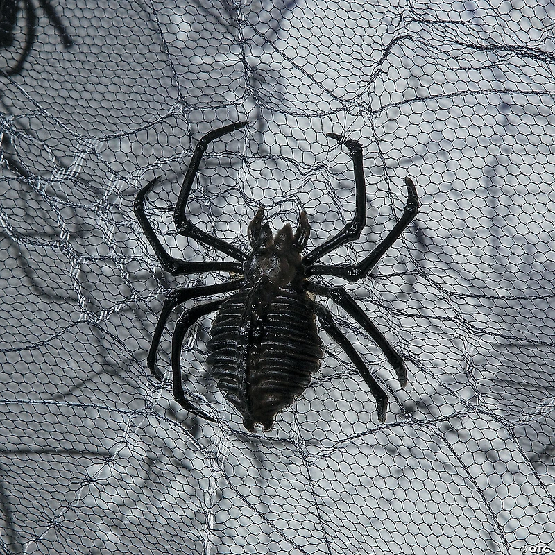 14 3/4" Light-Up Hanging Wreath with Black Spiders Halloween Decoration