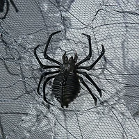 14 3/4" Light-Up Hanging Wreath with Black Spiders Halloween Decoration