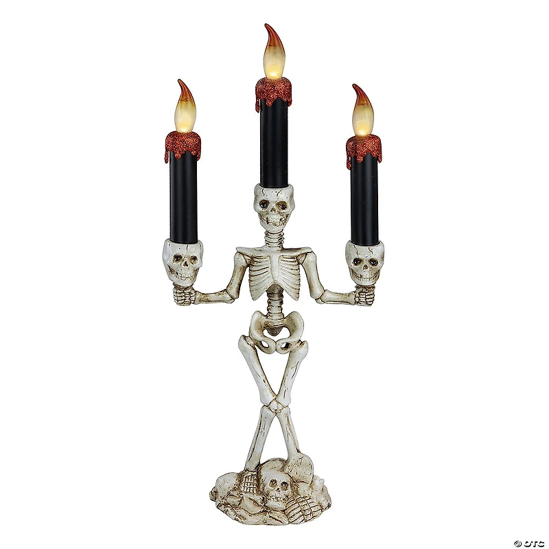 14.5" Dripping Candle Skeleton Halloween Candelabra