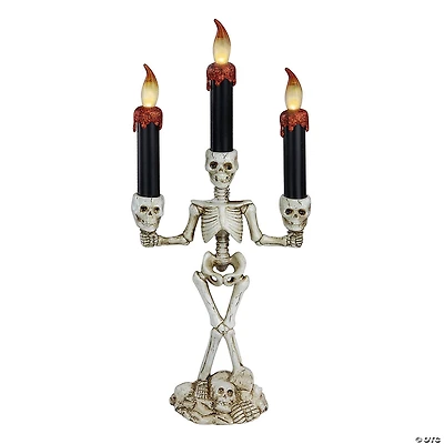 14.5" Dripping Candle Skeleton Halloween Candelabra