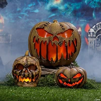 14" Animated Flaming Burlap Pumpkin Halloween Decoration