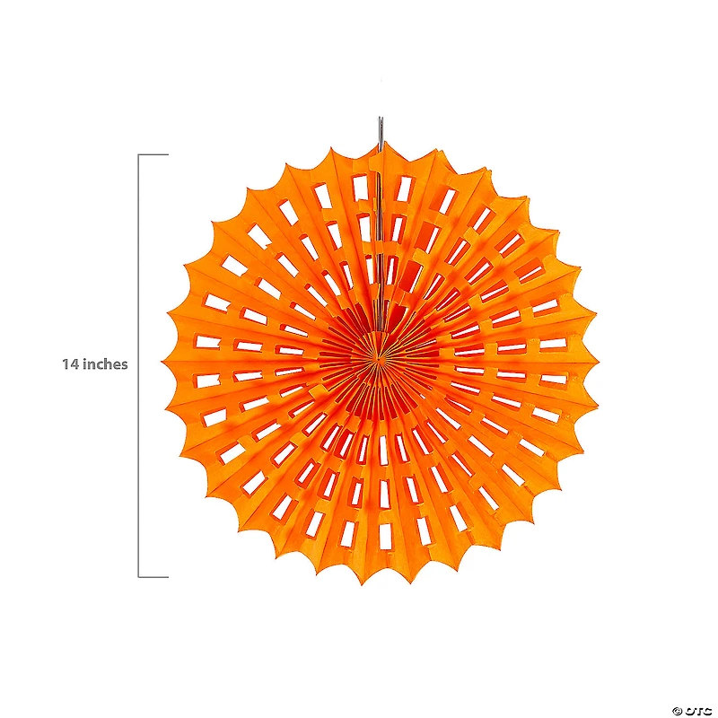 14" Black & Orange Spider Web Hanging Tissue Paper Fans - 6 Pc.