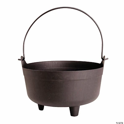 14" Black Plastic Cauldron Halloween Decoration