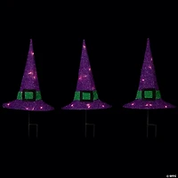 14" LED Lighted Purple Witches Hat Outdoor Halloween Pathway Markers
