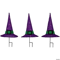 14" LED Lighted Purple Witches Hat Outdoor Halloween Pathway Markers