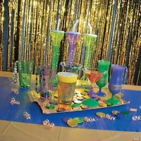 14 oz. Mardi Gras Reusable Plastic Hurricane Glasses - 12 Ct.