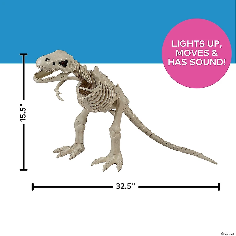 15 1/2" Animated Light-Up Tyrannosaurus Rex Skeleton Halloween Decoration