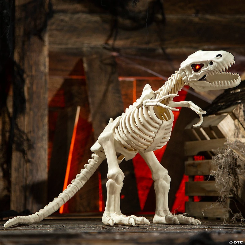 15 1/2" Animated Light-Up Tyrannosaurus Rex Skeleton Halloween Decoration