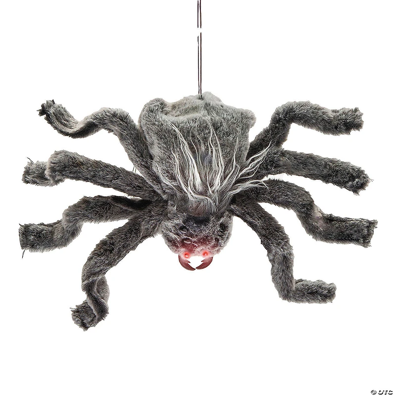 15 3/4" Animated Fuzzy Gray Spider Halloween Decoration
