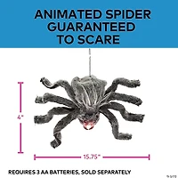 15 3/4" Animated Fuzzy Gray Spider Halloween Decoration