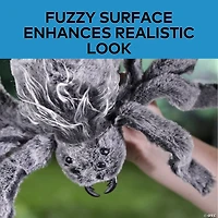 15 3/4" Animated Fuzzy Gray Spider Halloween Decoration