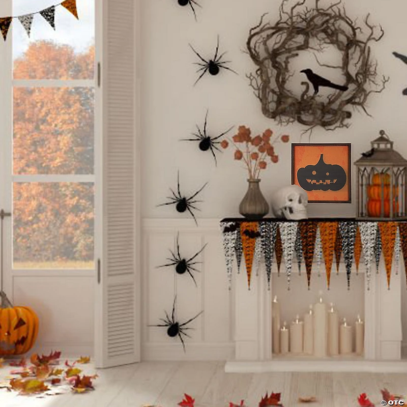 15.75" Black Jack O Lantern Silhouette Halloween Wall Hanging