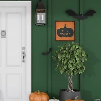 15.75" Black Jack O Lantern Silhouette Halloween Wall Hanging