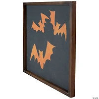 15.75" Framed Halloween Wall Decor with Orange Bat Silhouettes