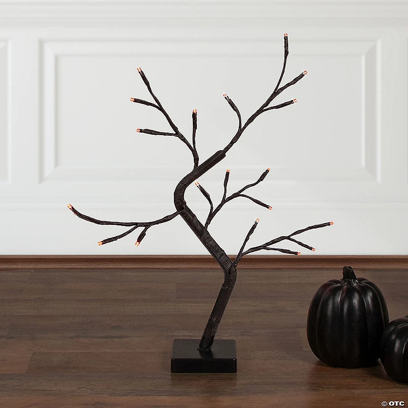 15" LED Lighted Black Weeping Halloween Twig Tree - Orange Lights