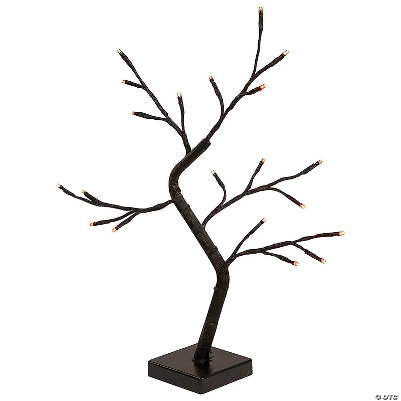 15" LED Lighted Black Weeping Halloween Twig Tree - Orange Lights