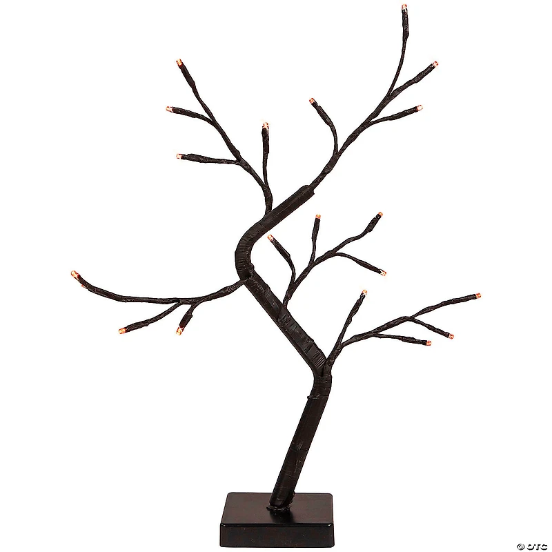 15" LED Lighted Black Weeping Halloween Twig Tree - Orange Lights