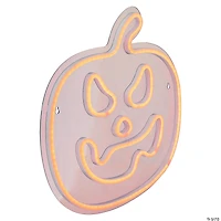 15" Orange LED Lighted Neon Style Jack-O-Lantern Halloween Window Silhouette