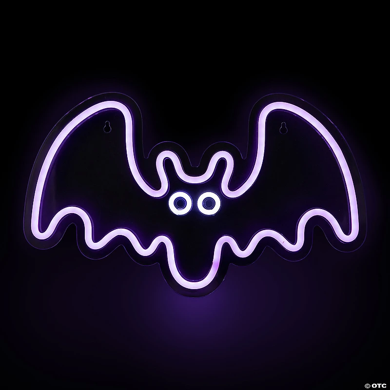 15" Purple LED Lighted Neon Style Purple Bat Halloween Window Silhouette