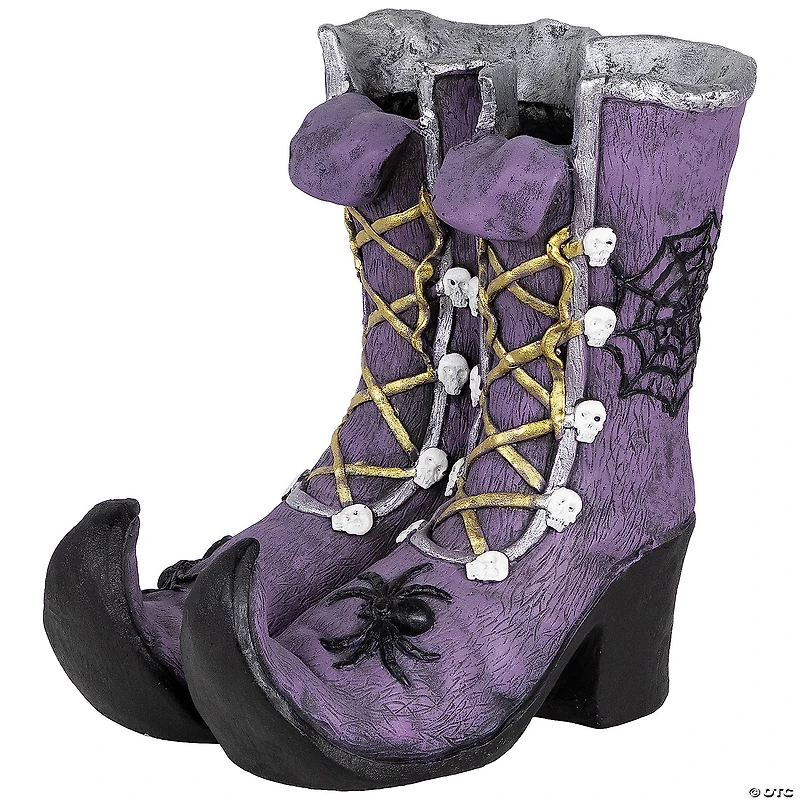 15" Purple Witch's Boots Ceramic Halloween Decoration