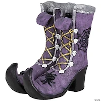 15" Purple Witch's Boots Ceramic Halloween Decoration